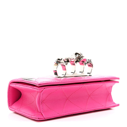 Alexander McQueen Nappa Quilted Graffiti Skull Knuckle Crossbody Bobby Pink Black 4 of 11