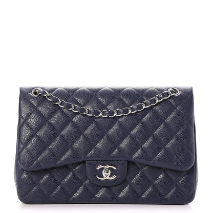 Chanel Caviar Quilted Jumbo Double Flap Navy Blue 1 of 9
