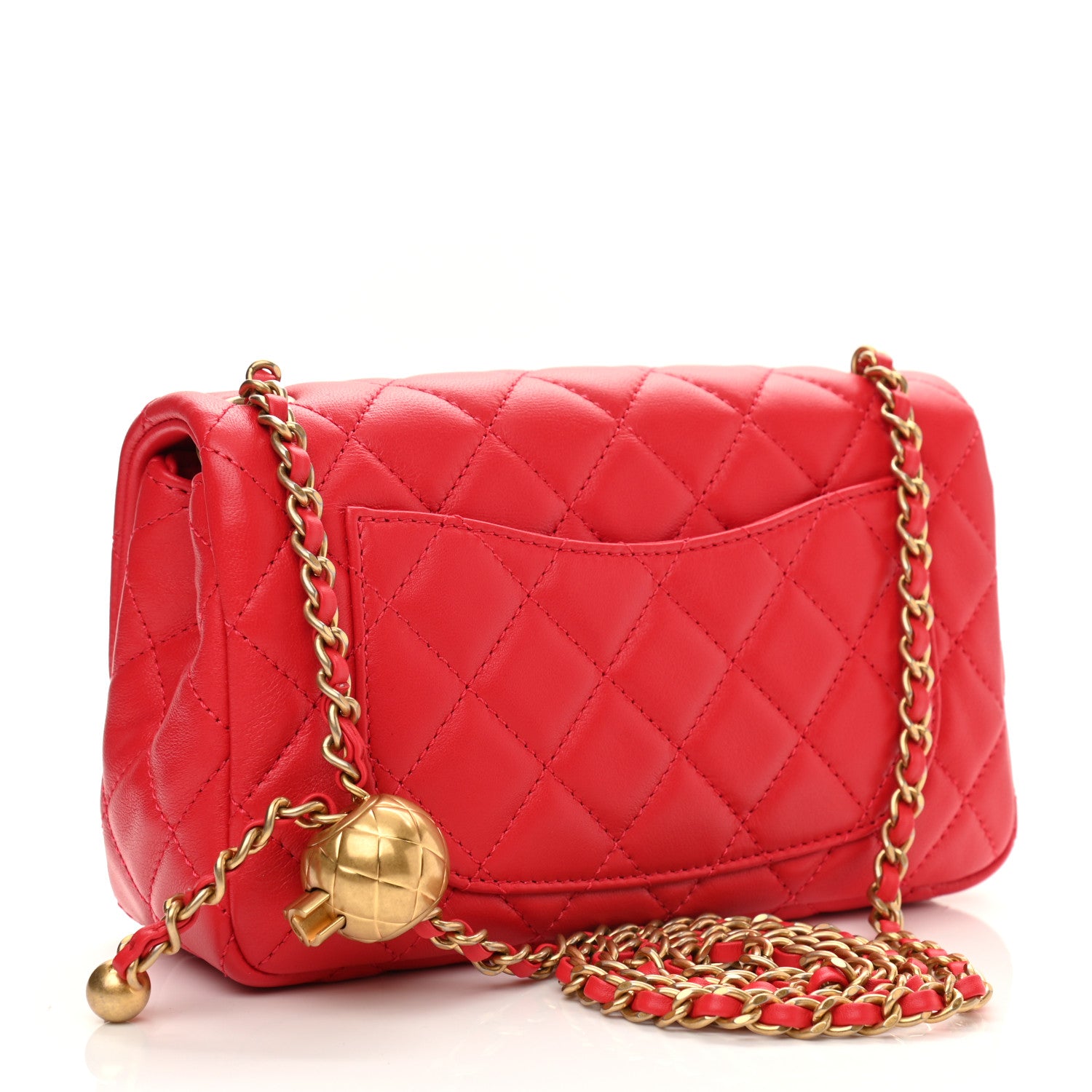 Chanel Lambskin Quilted Mini Rectangular Pearl Crush Flap Red 3 of 11