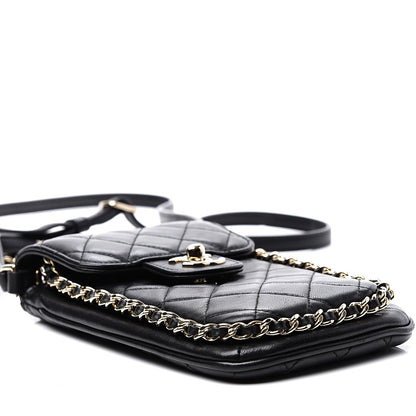 Chanel Lambskin Quilted Chain Around Flap Crossbody Black 8 of 10