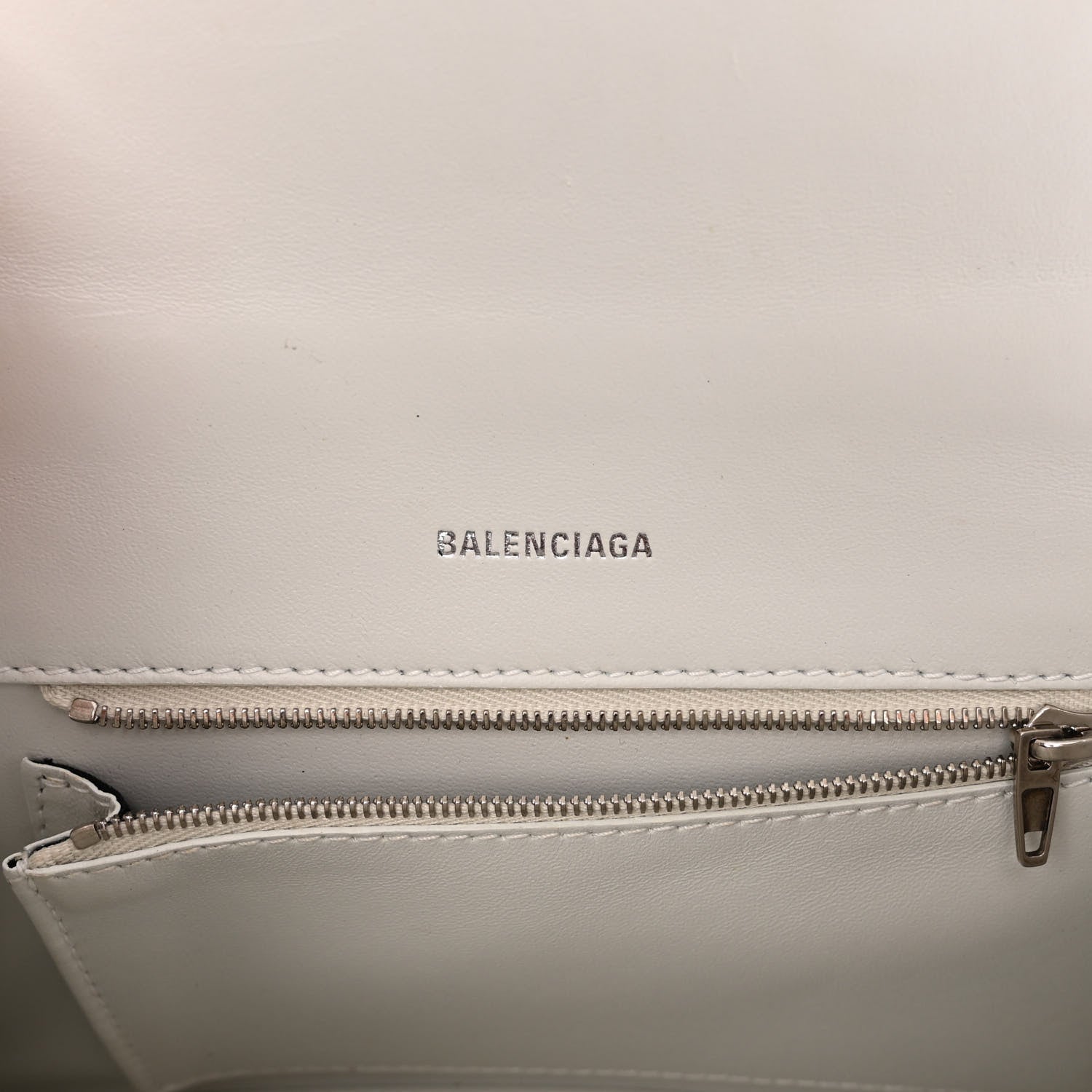 Balenciaga Calfskin Snake Embossed Small Hourglass Top Handle Bag White 6 of 9