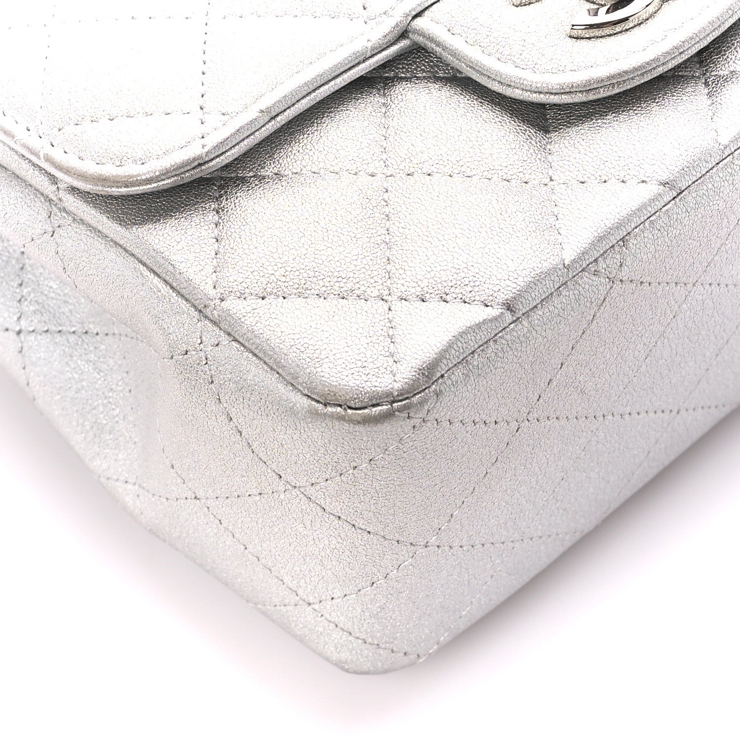 Chanel Metallic Lambskin Quilted Mini Square Flap Silver 10 of 11