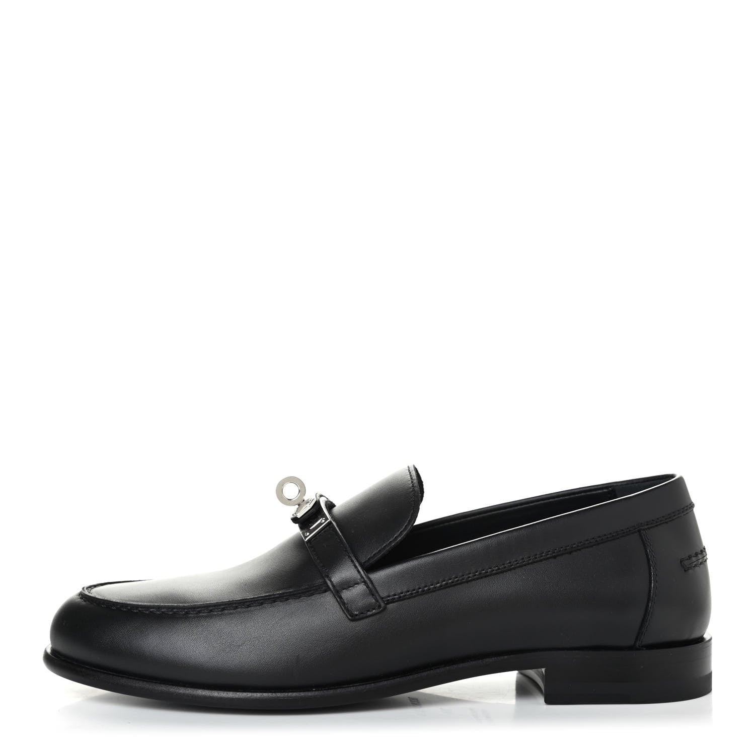 Hermes Calfskin Womens Destin Loafer 38 Black 1 of 4