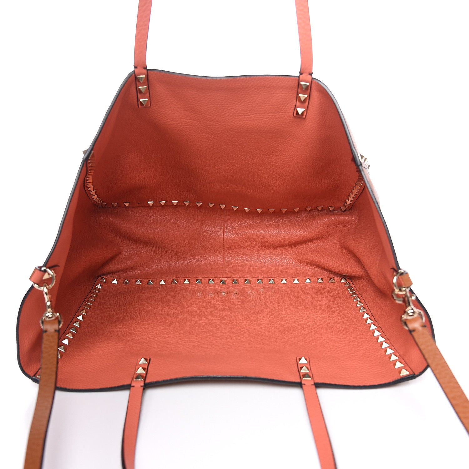 Valentino Garavani Pebbled Calfskin Medium Rockstud Reversible Tote Light Cuir Coral 8 of 18