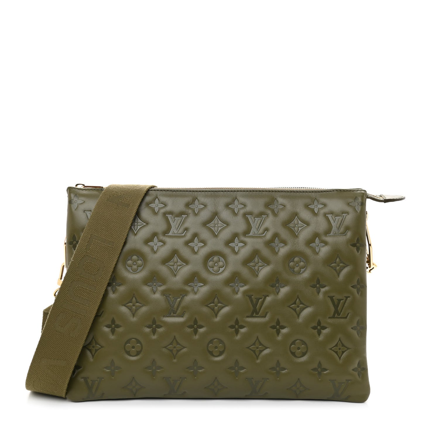 Lambskin Embossed Monogram Coussin MM Khaki