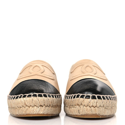Chanel Lambskin CC Espadrilles 36 Beige Black 2 of 9