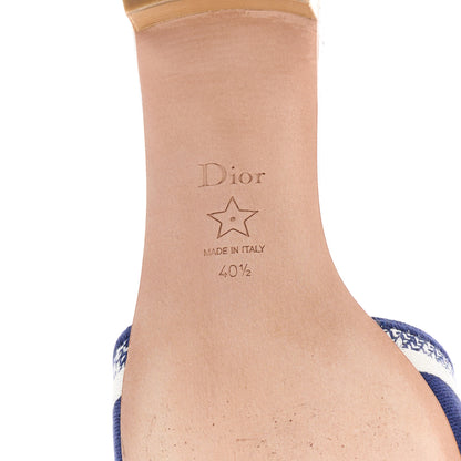 Christian Dior Canvas Around The World Embroidered Dway 40mm Slide Sandals 40.5 White Multicolor 6 of 9