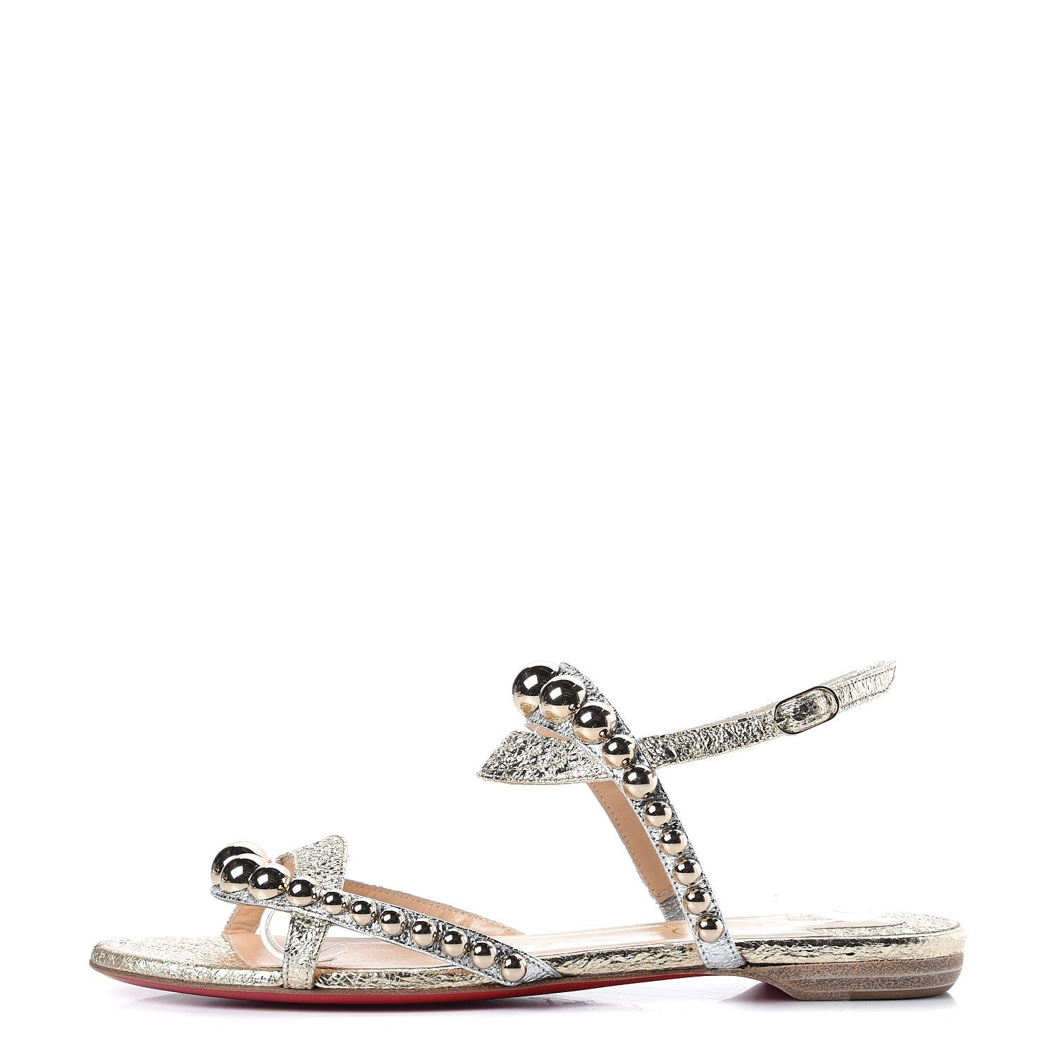 Christian Louboutin Specchio Vintage Galeria Flat Sandals 38.5 Platine Light Gold 1 of 9