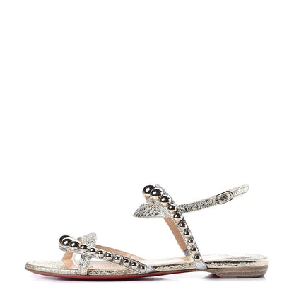 Christian Louboutin Specchio Vintage Galeria Flat Sandals 38.5 Platine Light Gold 1 of 9