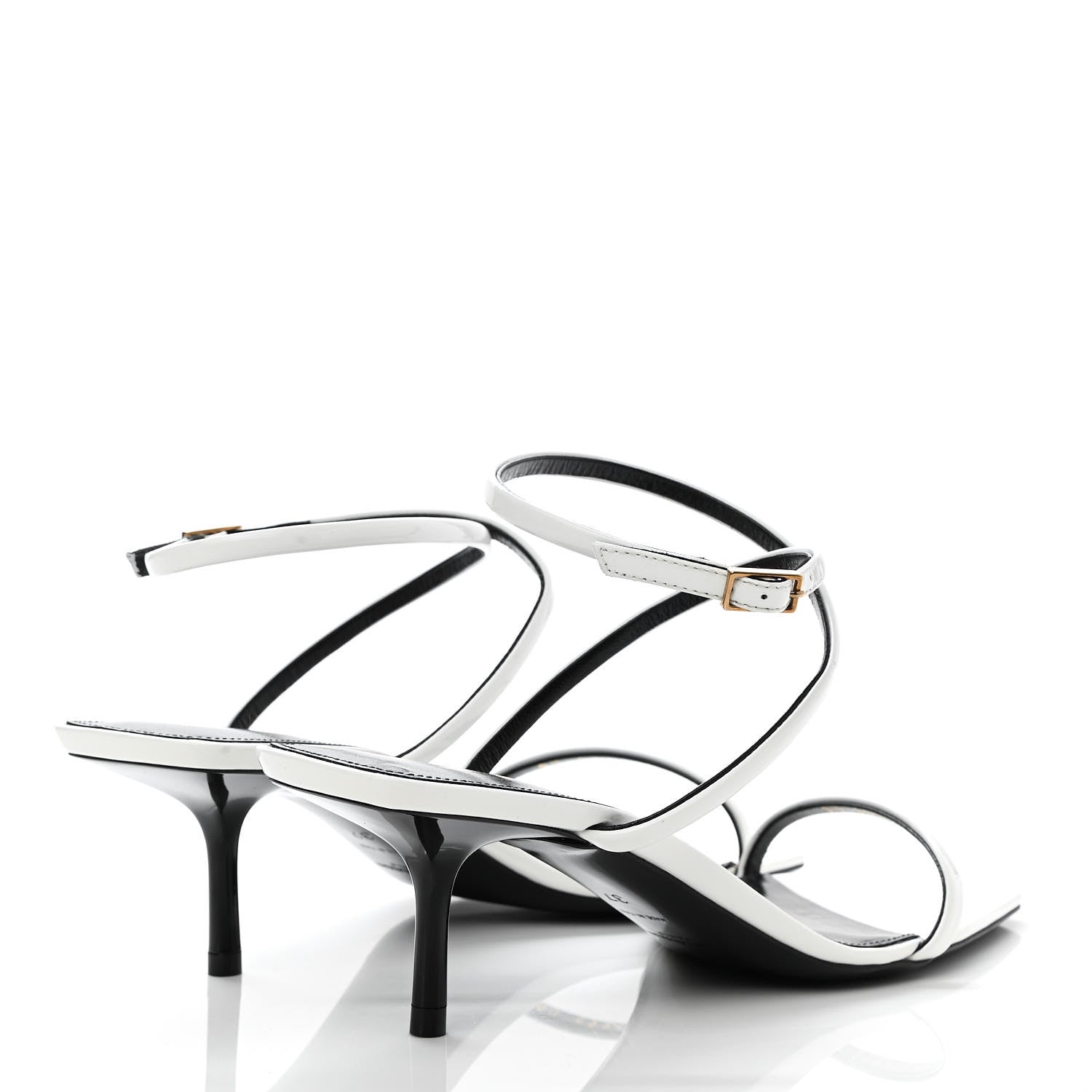 Saint Laurent Calfskin Patent Nuit 55 Sandals 37 Bright White 4 of 9