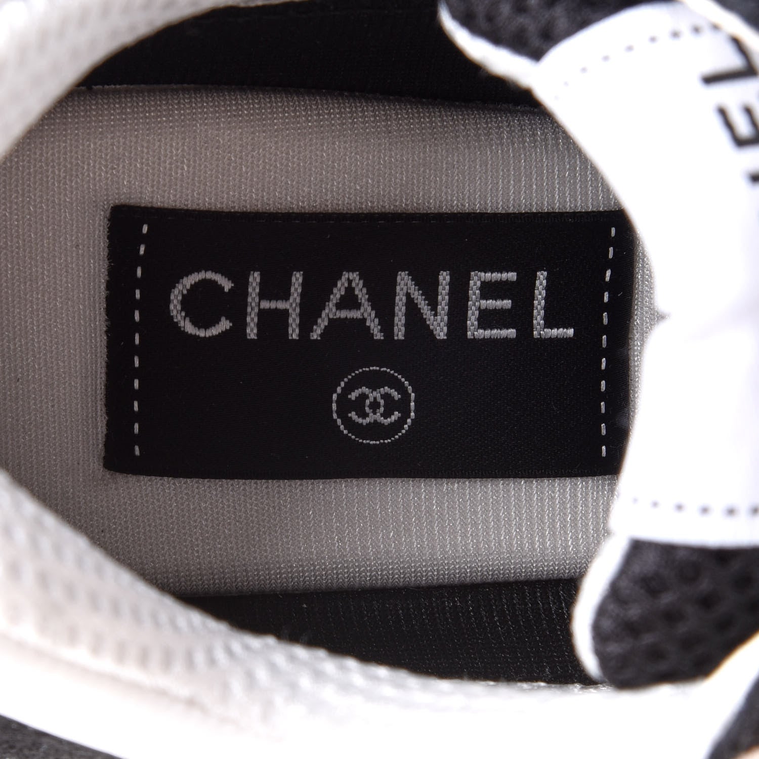 Chanel Mesh Suede Grained Calfskin Womens CC Sneakers 38 Black White 6 of 10