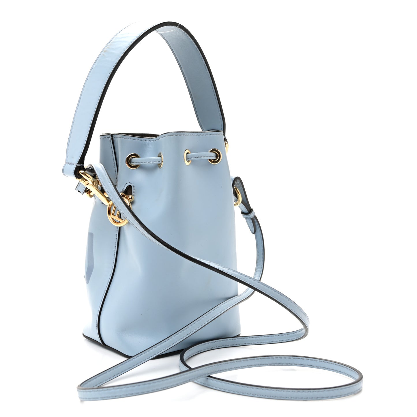 Vitello King F is Fendi Logo Embossed Mini Mon Tresor Bucket Bag Azzurro Baby Azzurro Baby