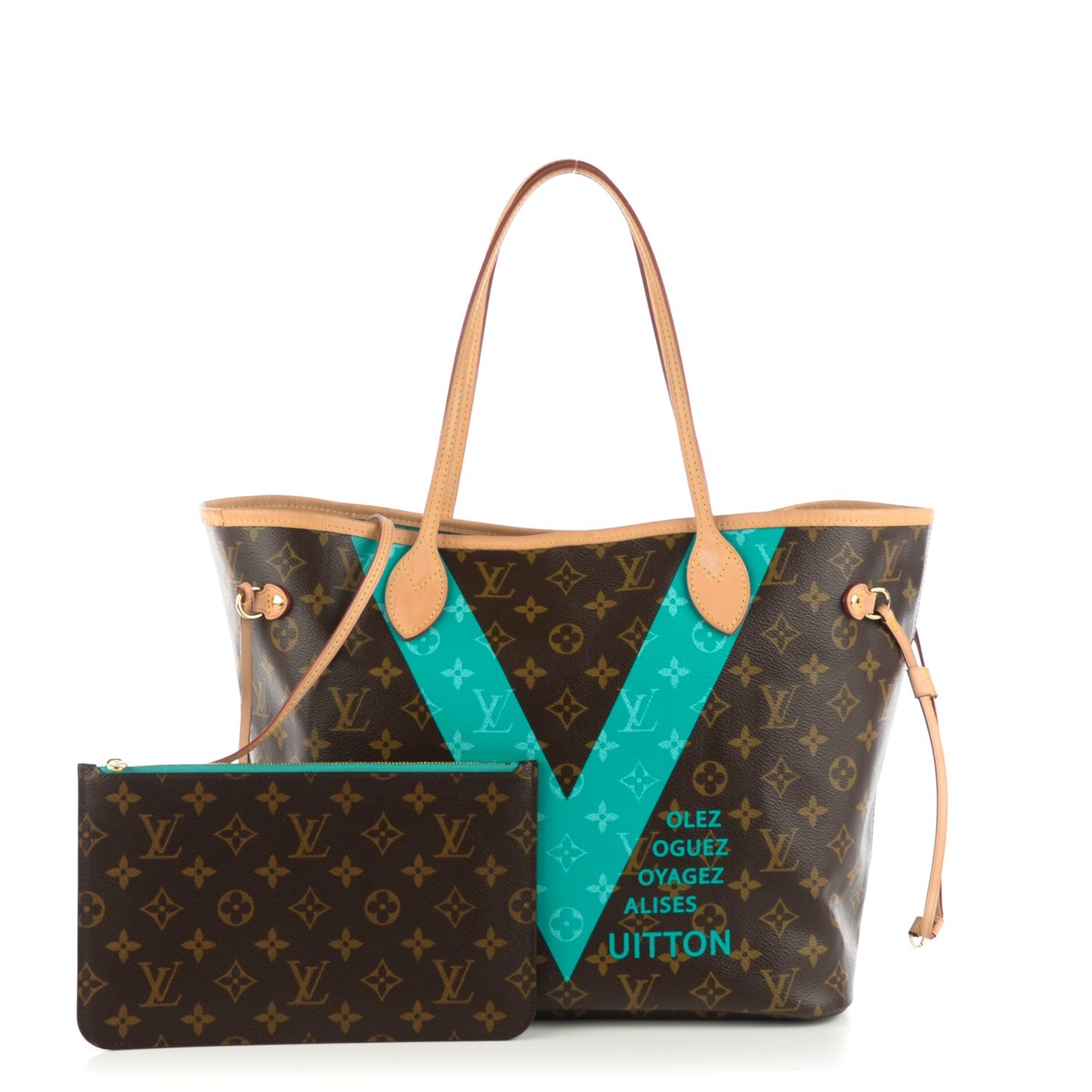 Monogram V Neverfull MM Turquoise