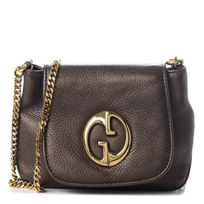 Gucci Metallic Pebbled Calfskin Small 1973 Chain Shoulder Bag Winter Leaf 1 of 8