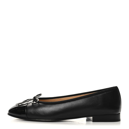 Chanel Lambskin Patent CC Cap Toe Ballerina Flats 36.5 Black 1 of 8