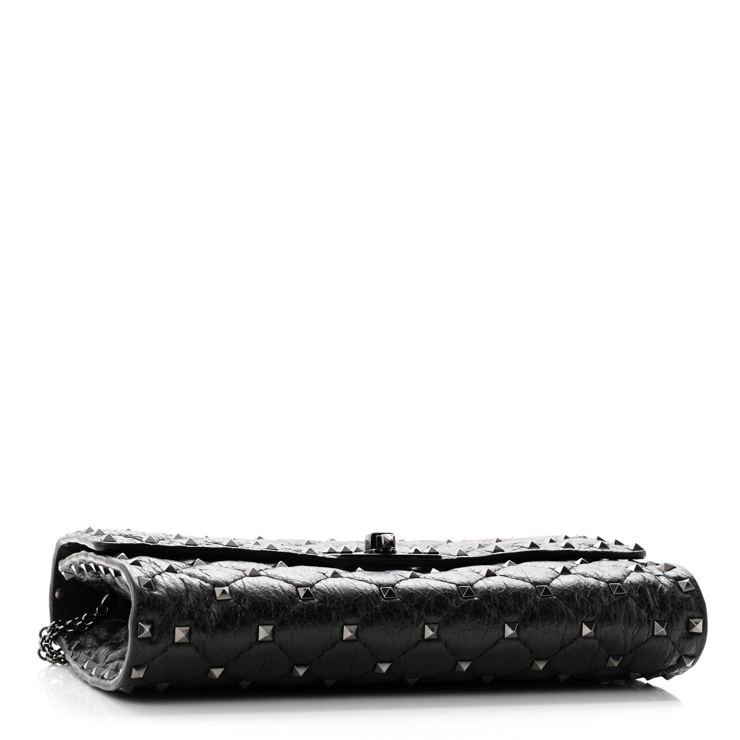 Valentino Garavani Craquele Nappa Rockstud Spike Wallet on Chain Black 4 of 10