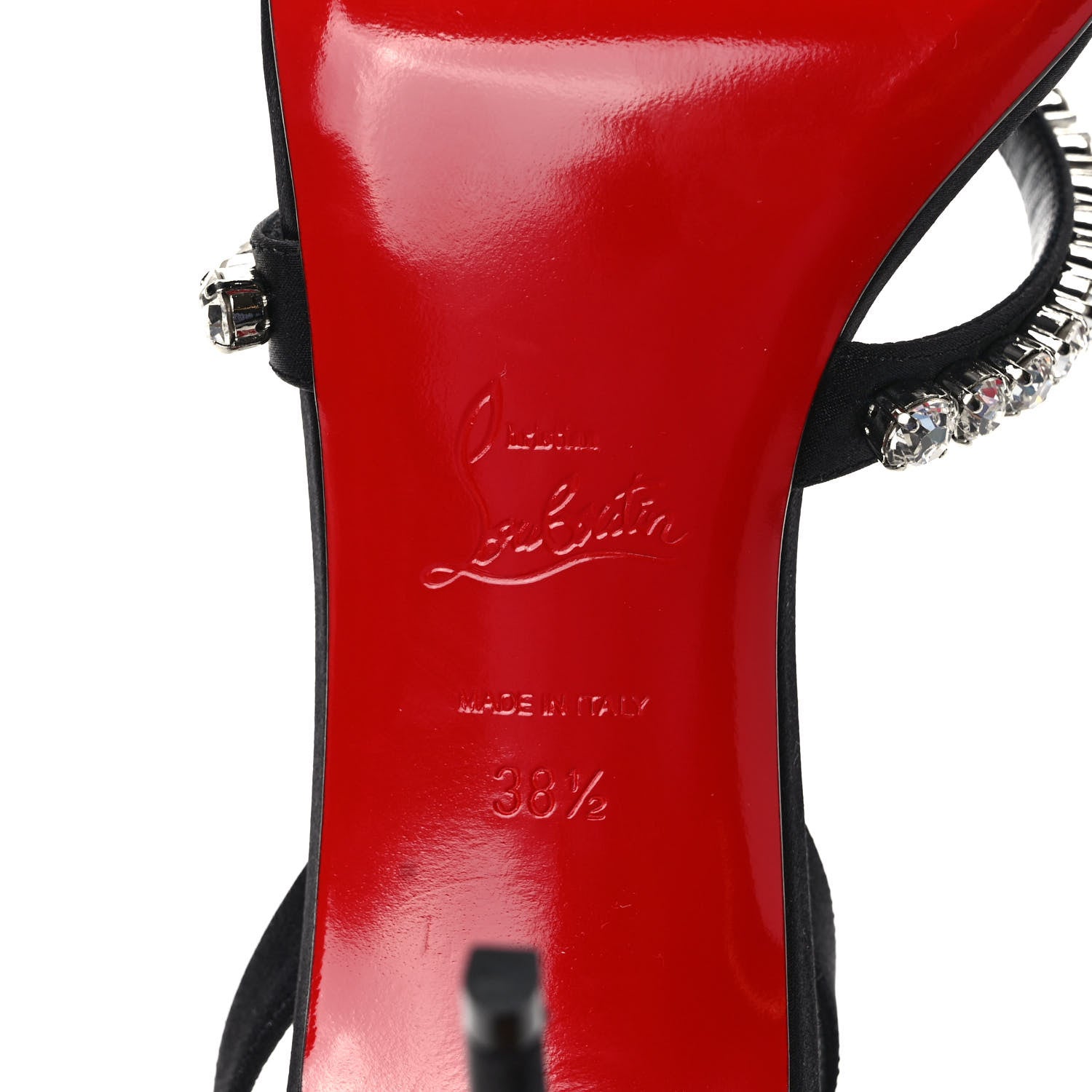 Christian Louboutin Veau Velours Crystal Embellished Emilia 85 Sandals 38.5 Black 6 of 7
