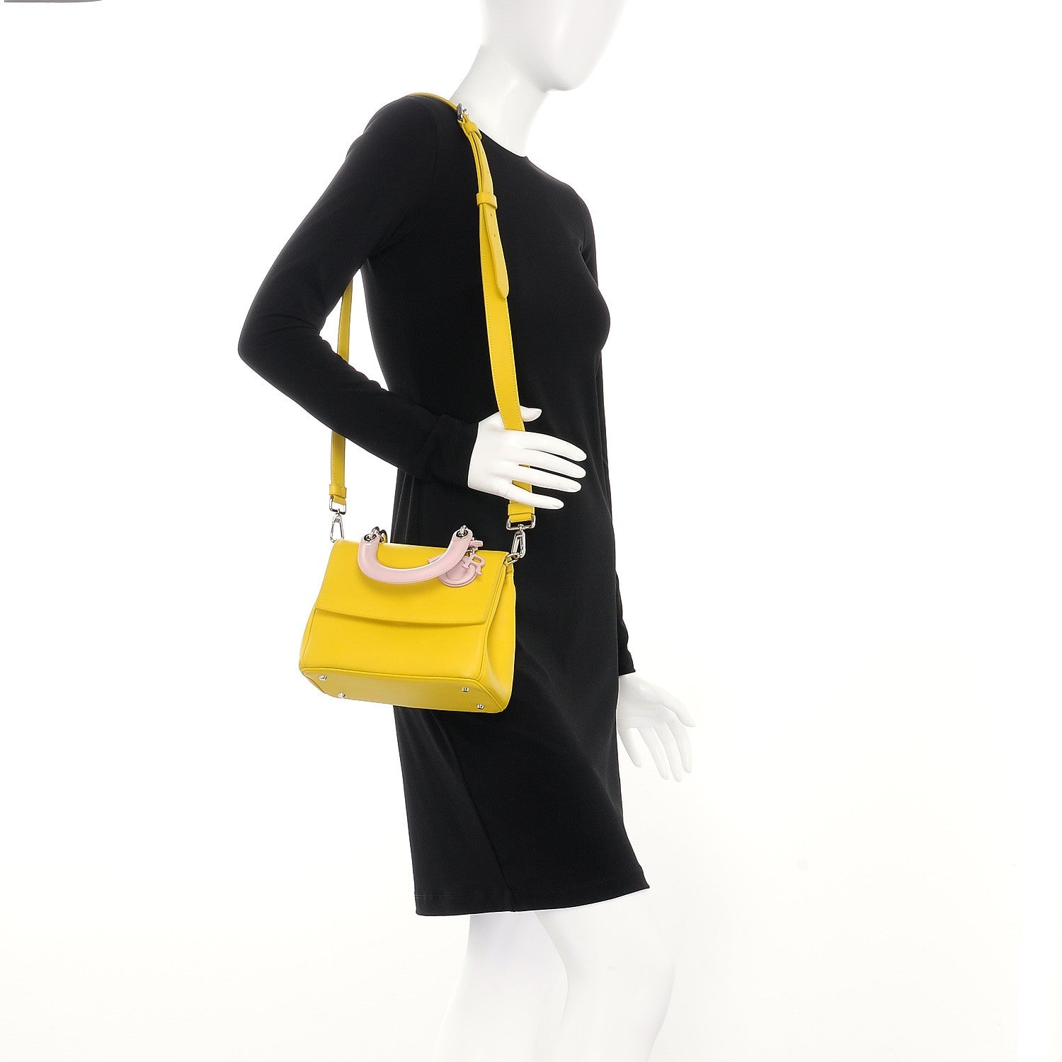 Christian Dior Smooth Calfskin Bi-Color Mini Be Dior Flap Bright Yellow Rose Dragee 2 of 13