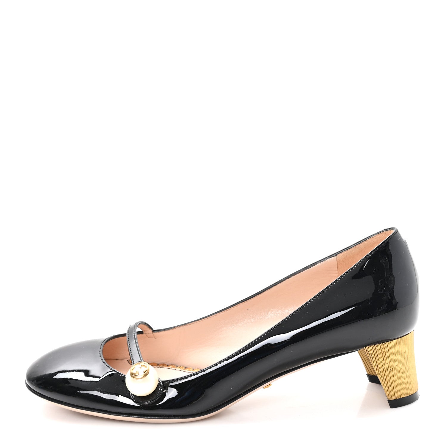 Gucci Vernice Crystal Pearl Embellished Mary Jane Pumps  36 Black 1 of 9