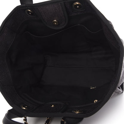 Chanel Woven Straw Raffia Medium Deauville Tote Black 5 of 10