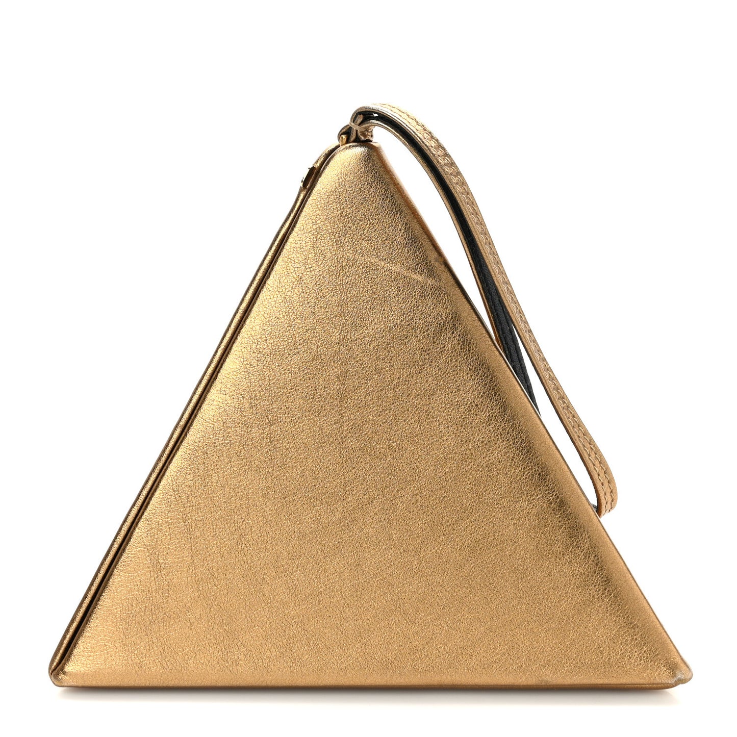 Metallic Lambskin Pyramid Clutch Brome