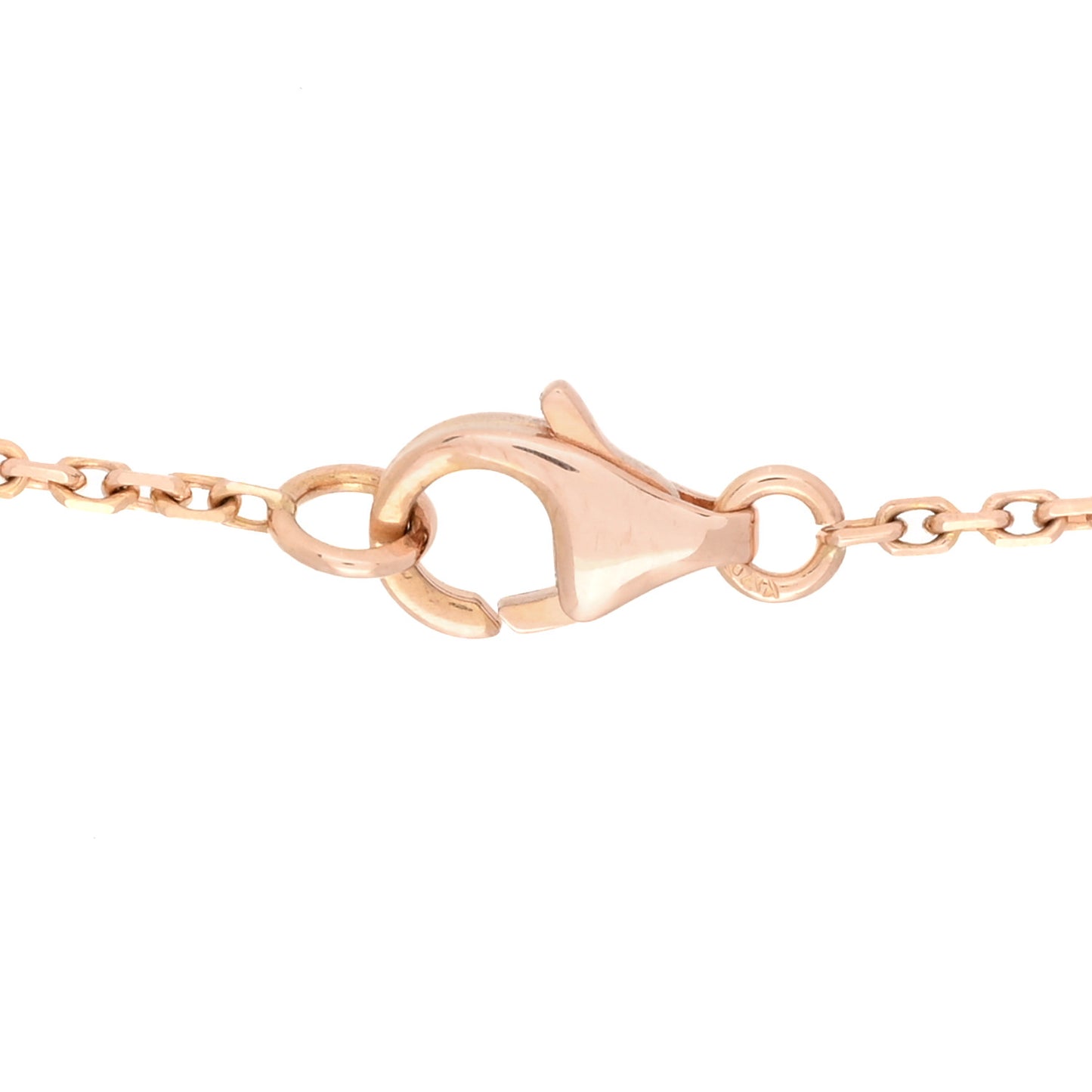 18K Rose Gold Diamond Pink Porcelain Vintage Alhambra Pendant Necklace