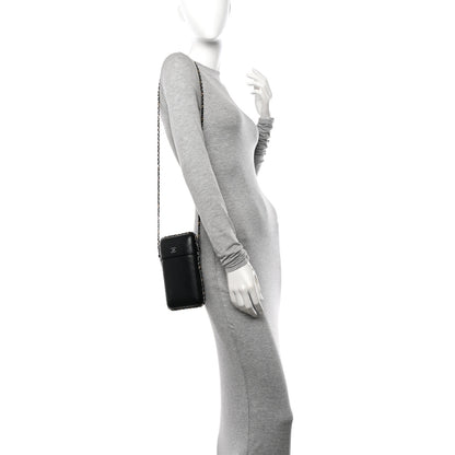 Chanel Lambskin Quilted Chain Around Phone Holder Black 2 of 10