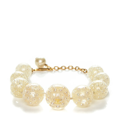 Chanel Resin Pearl Bead CC Bracelet Gold 1 of 4