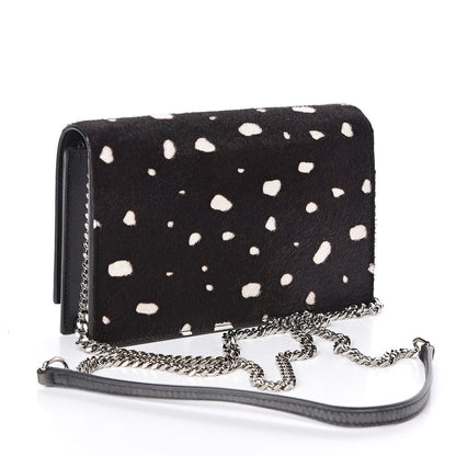 Saint Laurent Calf Hair Spotted Monogram Kate Tassel Chain Wallet Black 3 of 9