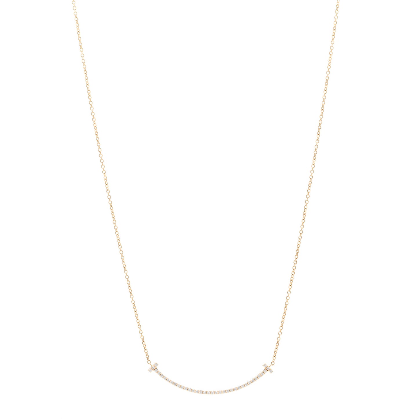 18K Yellow Gold Diamond Small T Smile Pendant Necklace