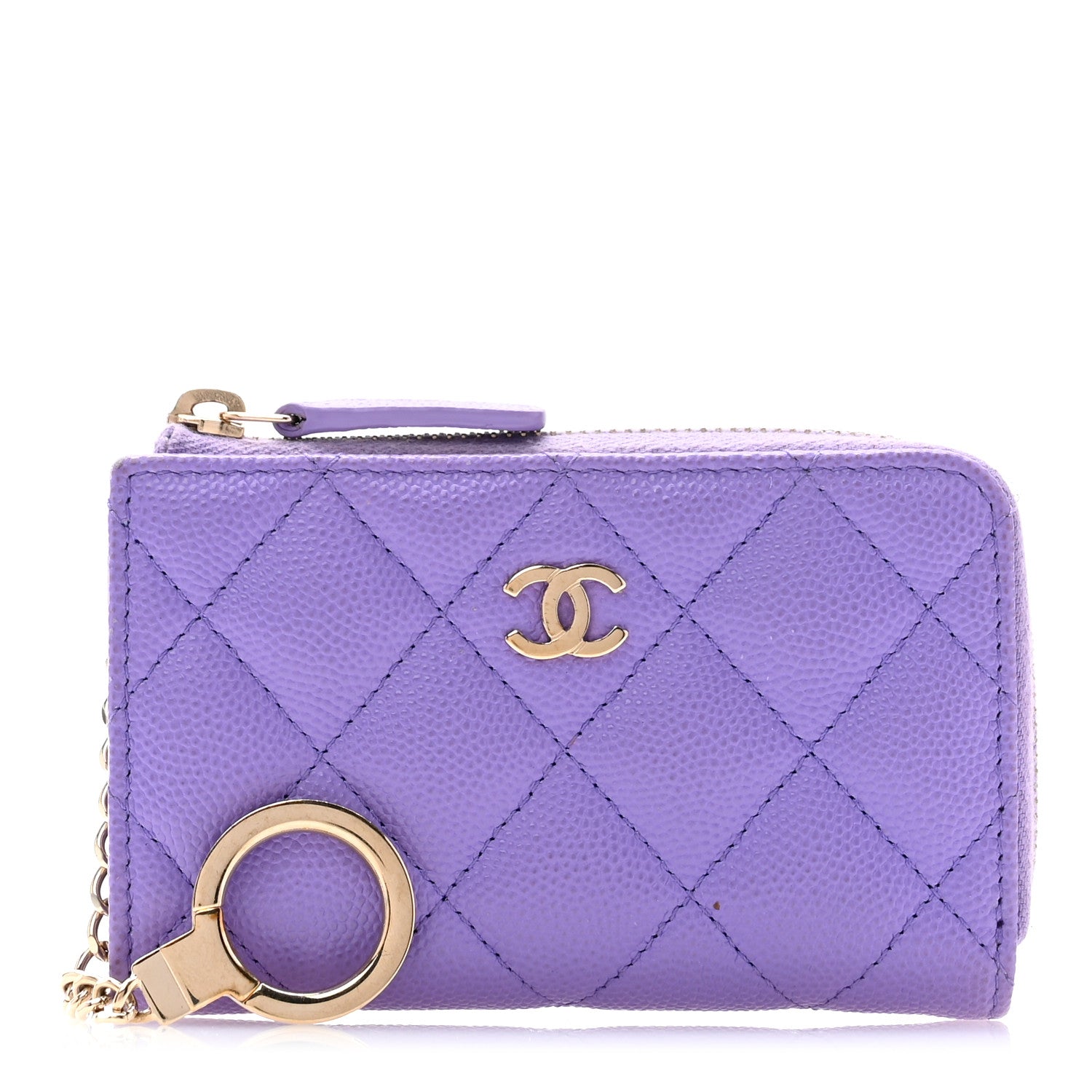 Chanel Caviar Quilted Zipped Key Holder Case Purple 1 of 10