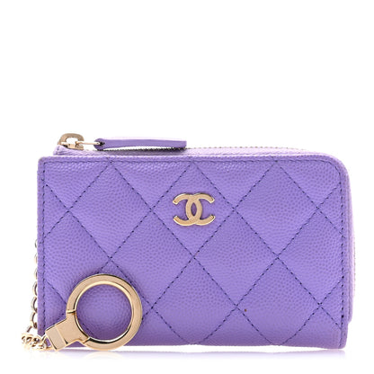 Chanel Caviar Quilted Zipped Key Holder Case Purple 1 of 10
