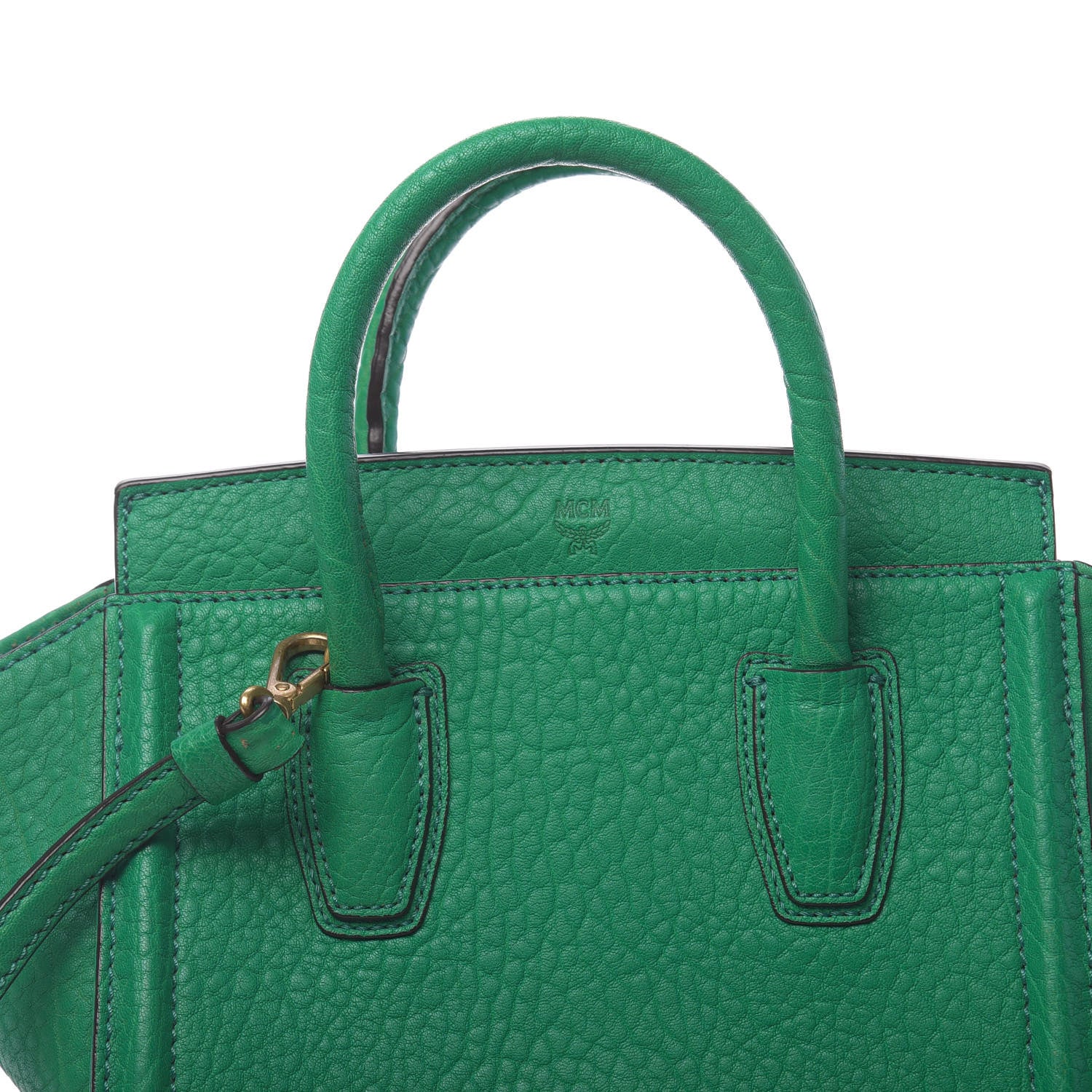 MCM Calfskin Small Kathy Tote Green 6 of 14