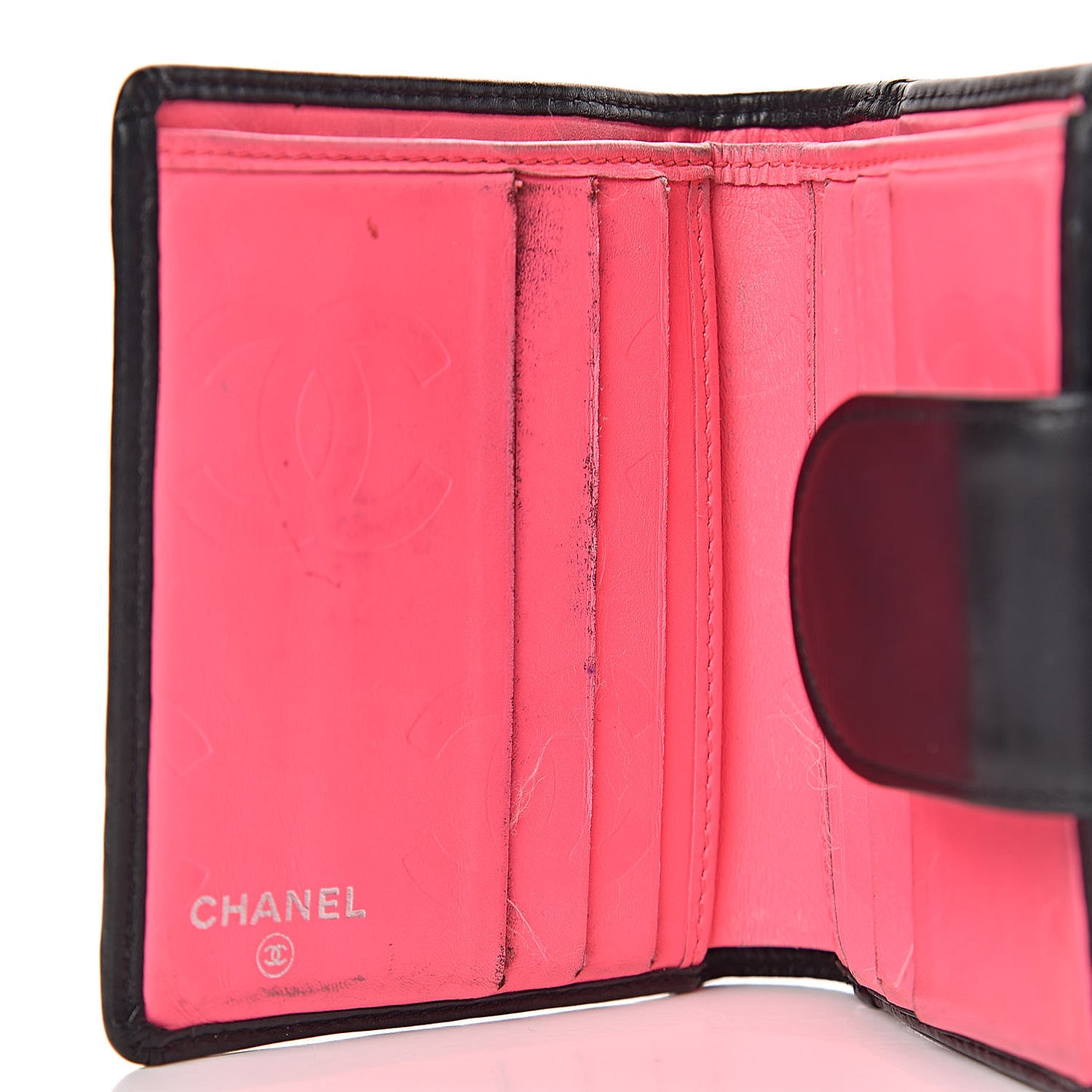 Calfskin Quilted Cambon Bi-Fold Wallet Black