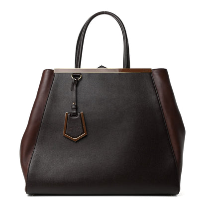 Fendi Vitello Elite Flamingo Large 2Jours Tote Moro Marrone Nocciola 1 of 4