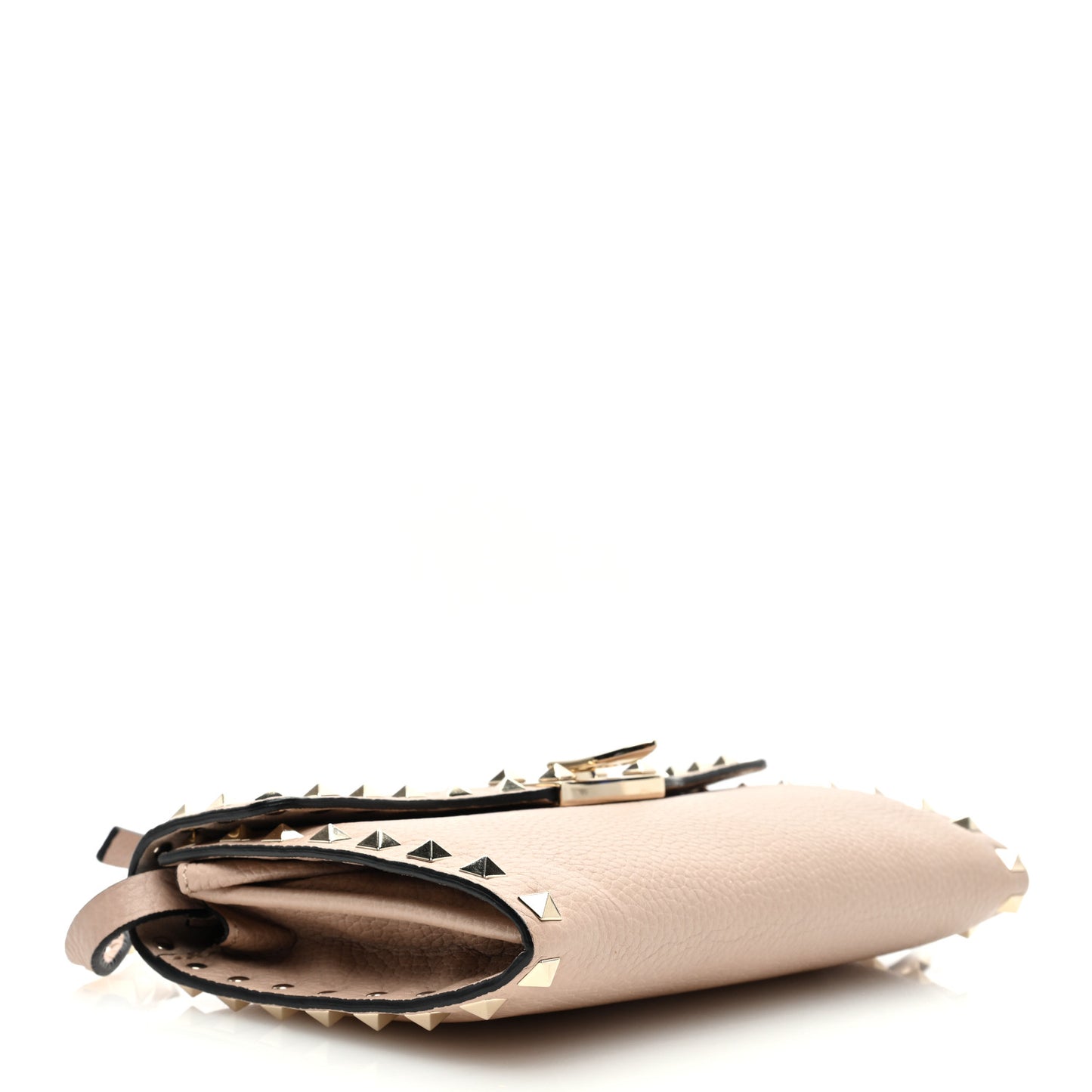 Pebbled Calfskin Rockstud Flip Lock Shoulder Bag Poudre