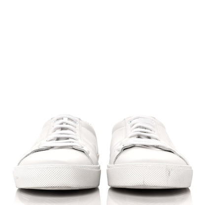 Saint Laurent Calfskin Nubuck Python Embossed Embroidered Womens Court Classic Sneakers 39 Optic White 2 of 8