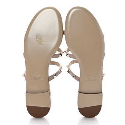 Valentino Garavani Nappa Rockstud Caged Flat Slide Sandals 37 Poudre 5 of 8