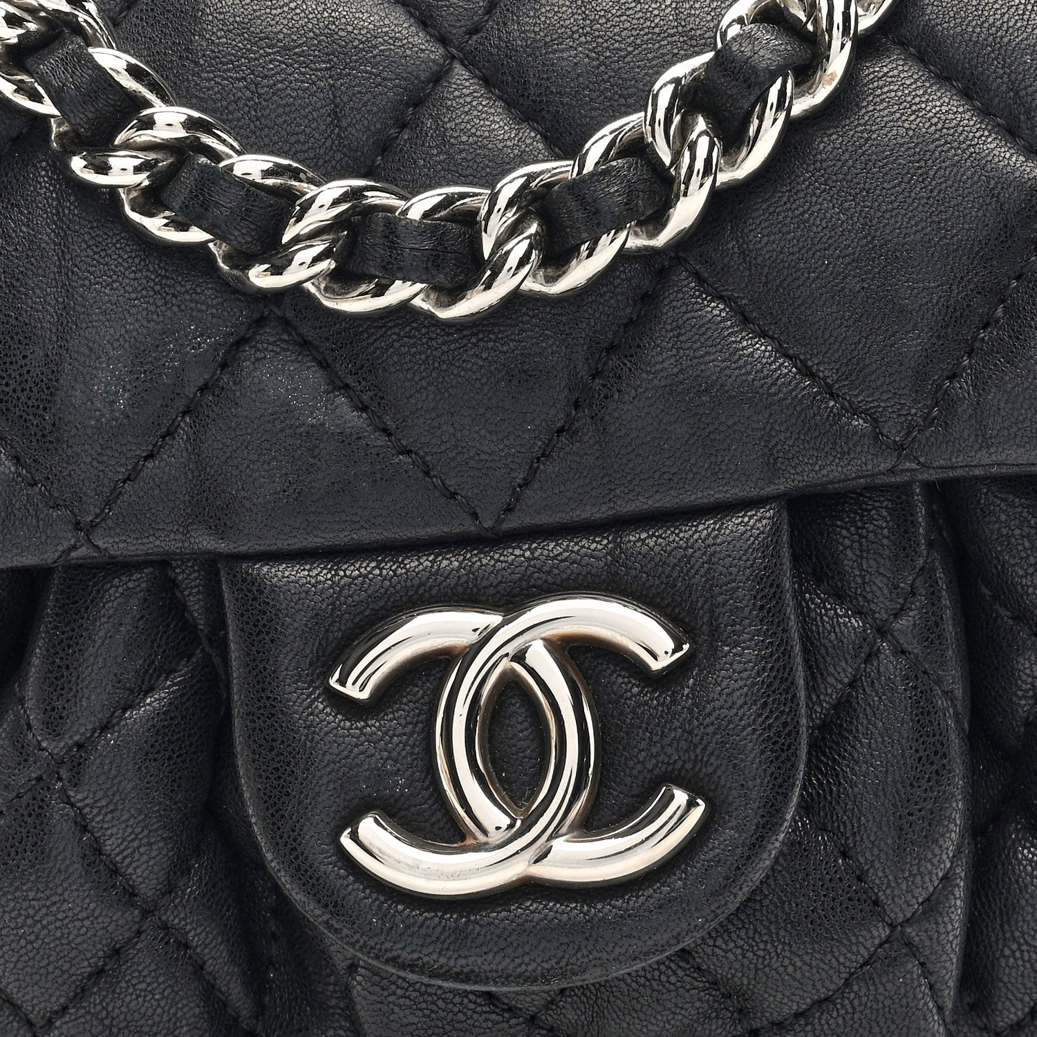 Chanel Washed Lambskin Quilted Mini Chain Around Flap Black 8 of 10