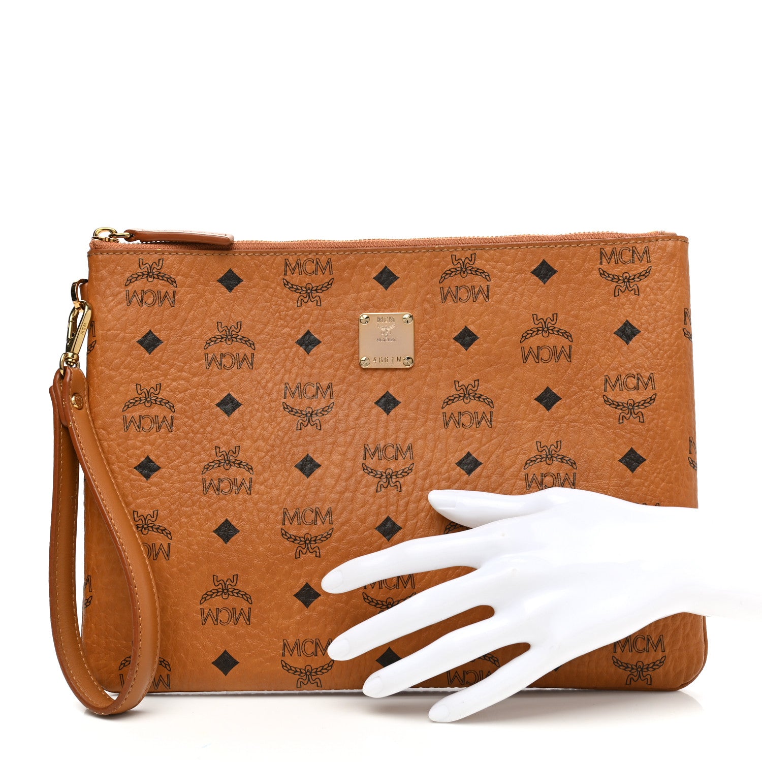 MCM Visetos Stark Wristlet Pouch Cognac 2 of 7