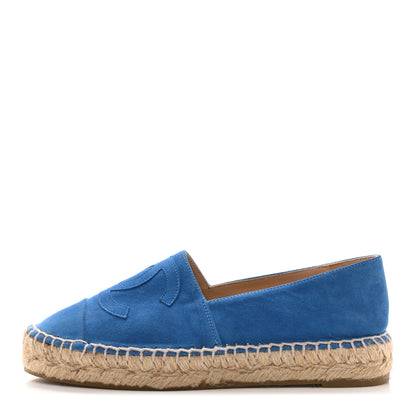 Chanel Kid Suede CC Espadrilles 35 Blue 1 of 16