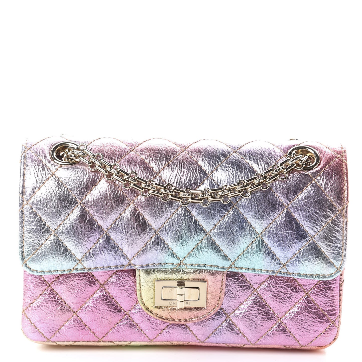 Metallic Goatskin Quilted Mini 2.55 Reissue Flap Multicolor