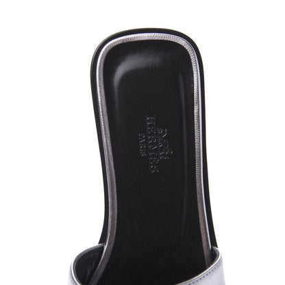 Hermes Metallic Nappa Oran Sandals 36 Argent 6 of 7