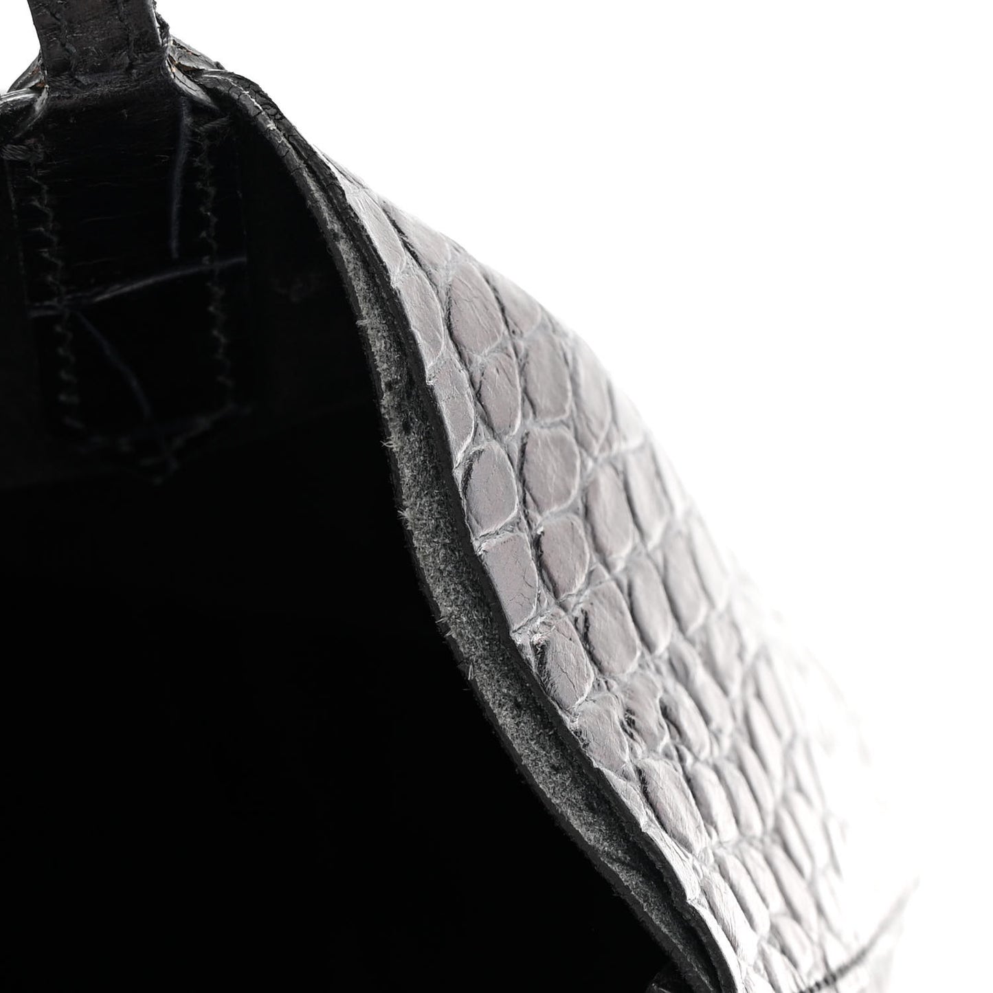 Calfskin Crocodile Embossed Medium Antigona Tote Black