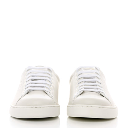 Gucci Calfskin Interlocking G Perforated Mens Ace Sneakers 9 White Grey Sky 2 of 9