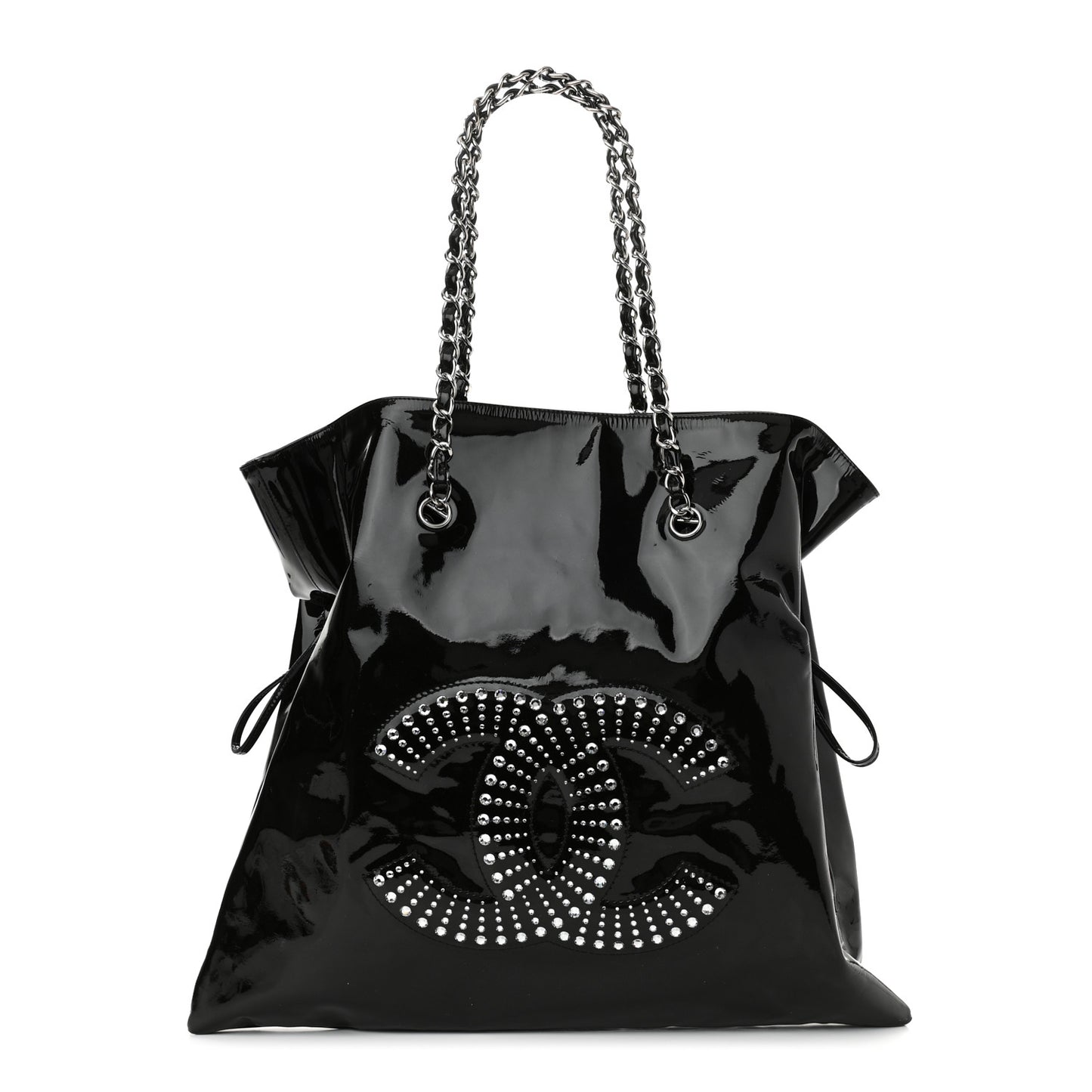 Patent Crystal Strass Bonbons Tote Black