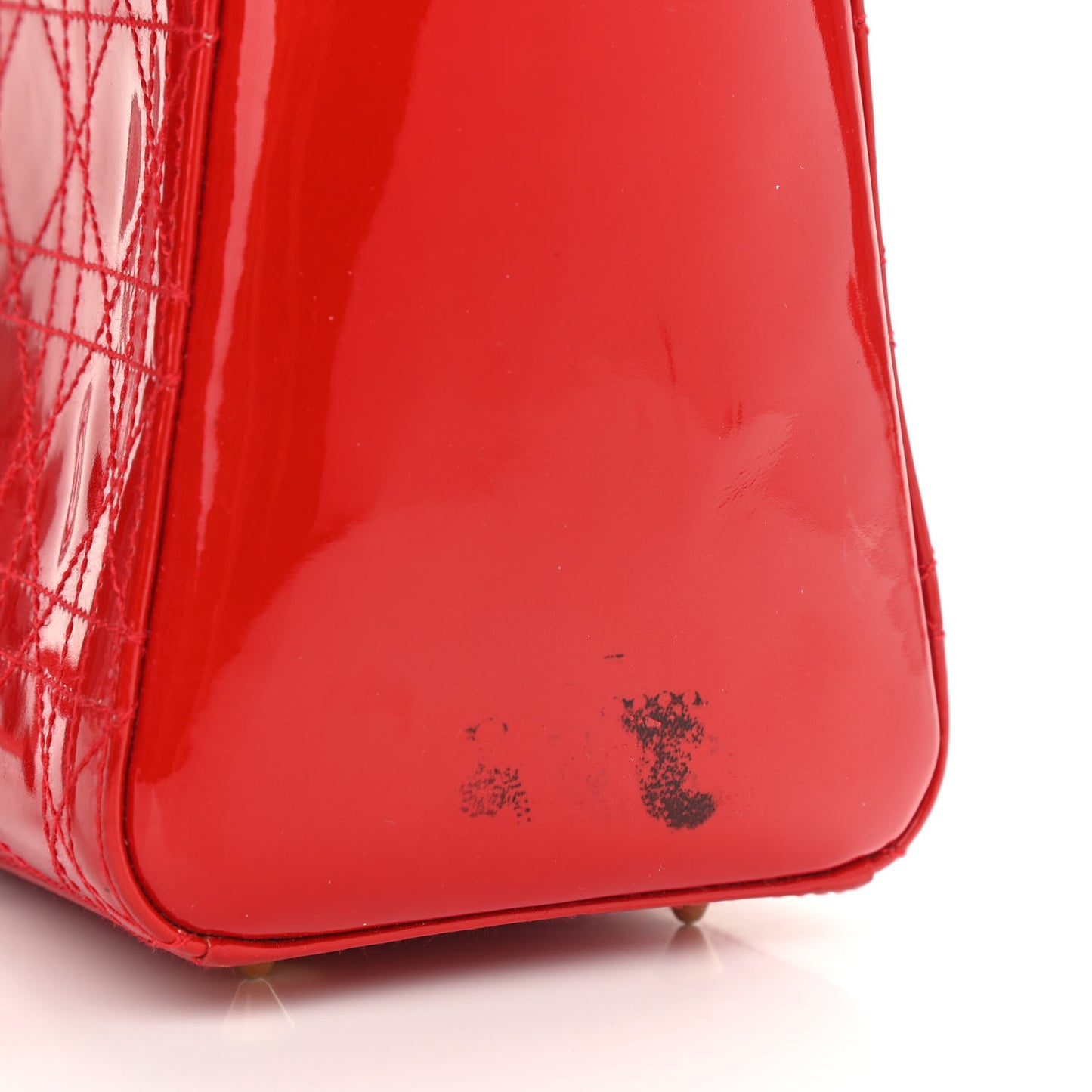 Patent Cannage Stitched Medium Lady Dior Red