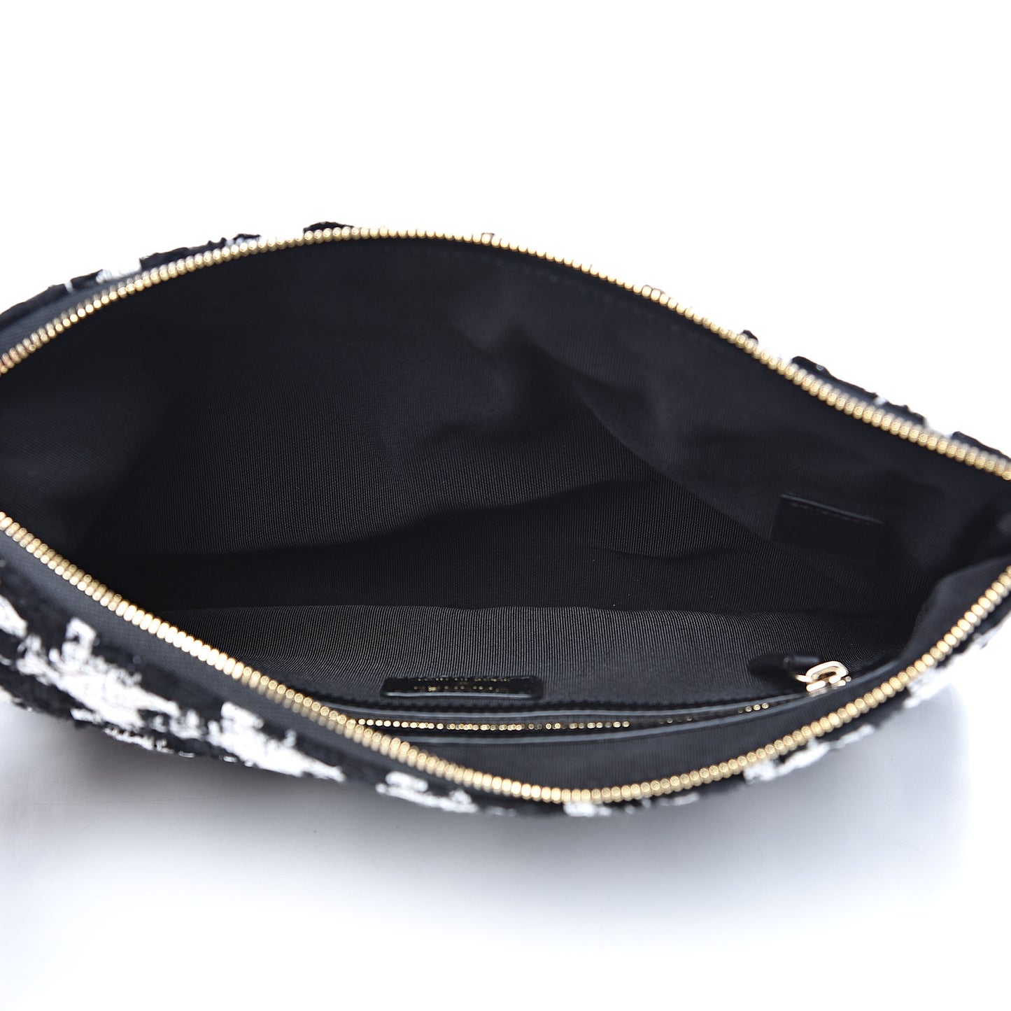 Tweed Quilted Medium Cosmetic Pouch Black Ecru White