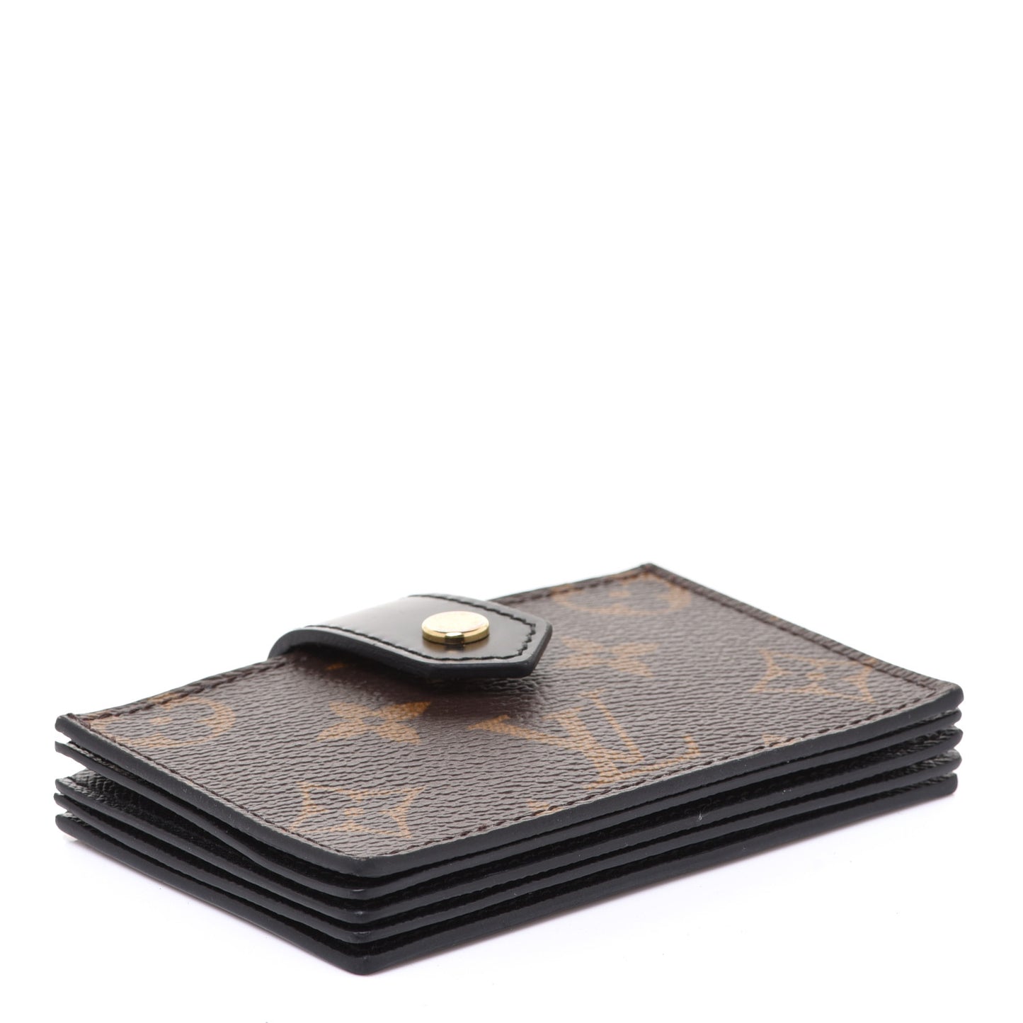 Monogram Gusset Card Holder Black