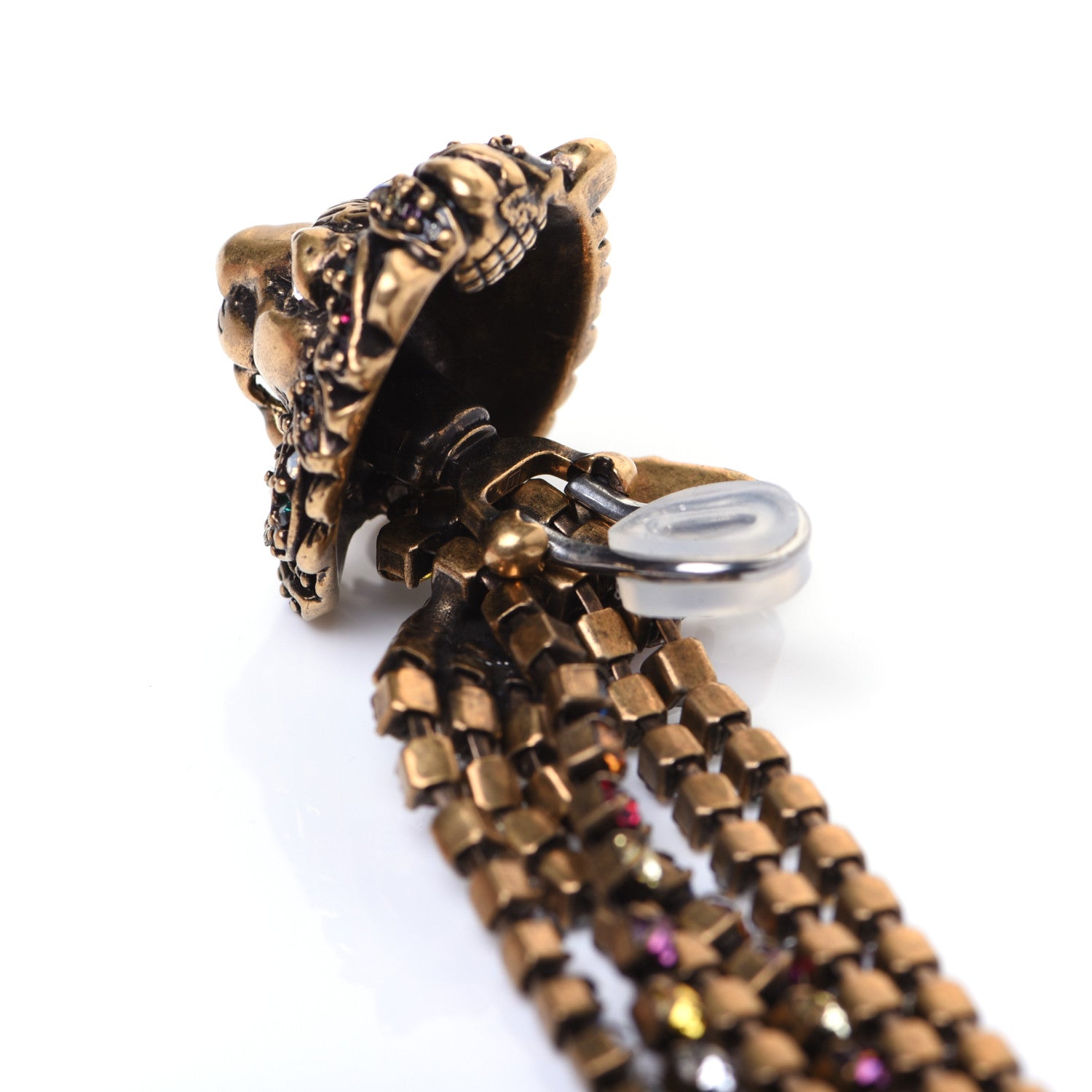 Gucci Metal Crystal Asymmetric Lion Head Earrings Multicolor 8 of 11